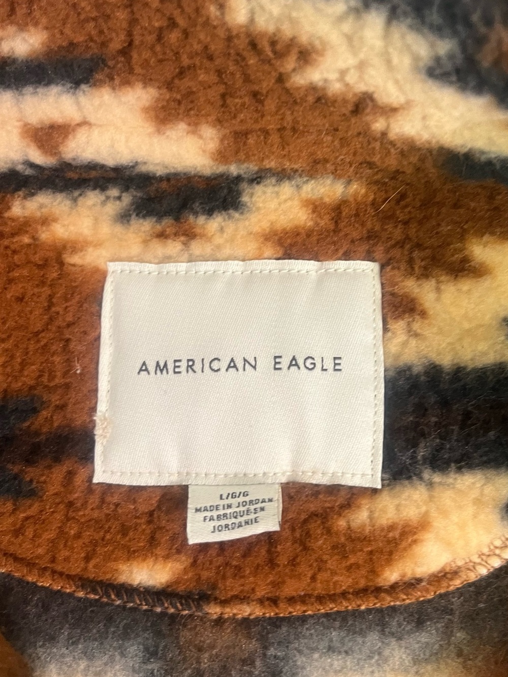 American Eagle Outfitters Brown Aztec Sherpa Quarter-Zip Pullover - Picture 2 of 7